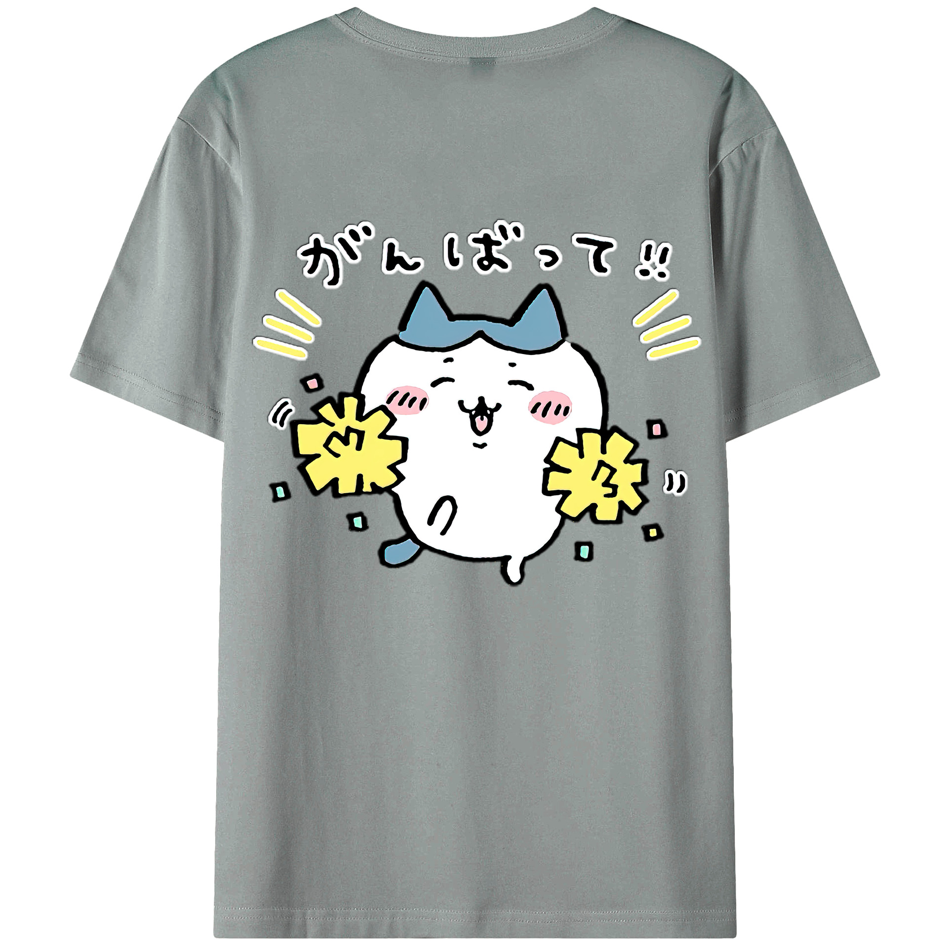 （画像用） ちいかわ ハチワレ Chii-kawa hachiware 綿100％ メンズ半袖Tシャツ（バックプリント） 通気性